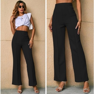 Thick Split Zipper Buttons Women Trousers Korean Fashion Casual Office Lady Black  Flare Pants Female High Waist Long Pants S-XL - AliExpress