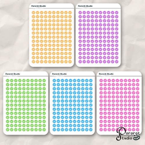 Pororot Studio | 130 pcs Pastel Colors Check icon Stickers per Sheet ...