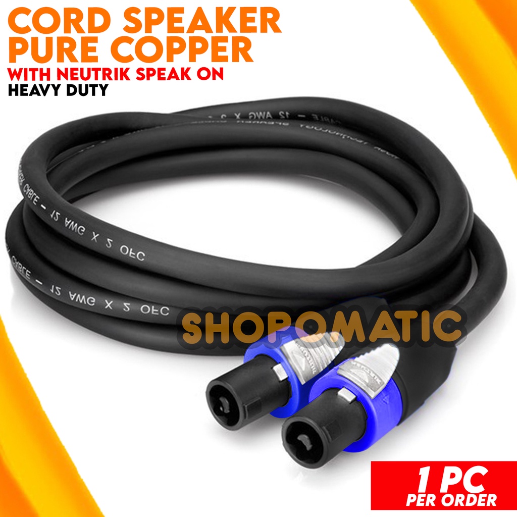 🟧Cord Speaker Wire 16awg 1.25mm 2 Heavy Duty Pure Copper OFC with NEUTRIK Speakon🟧 Shopee