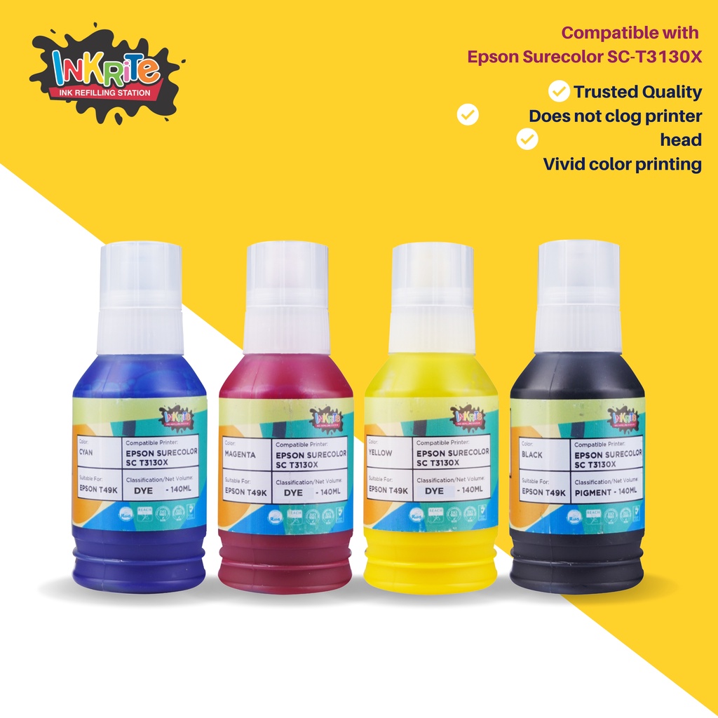 Inkrite Ink for Epson T49K for Epson SureColor SC-T3130X, 140 ml ...