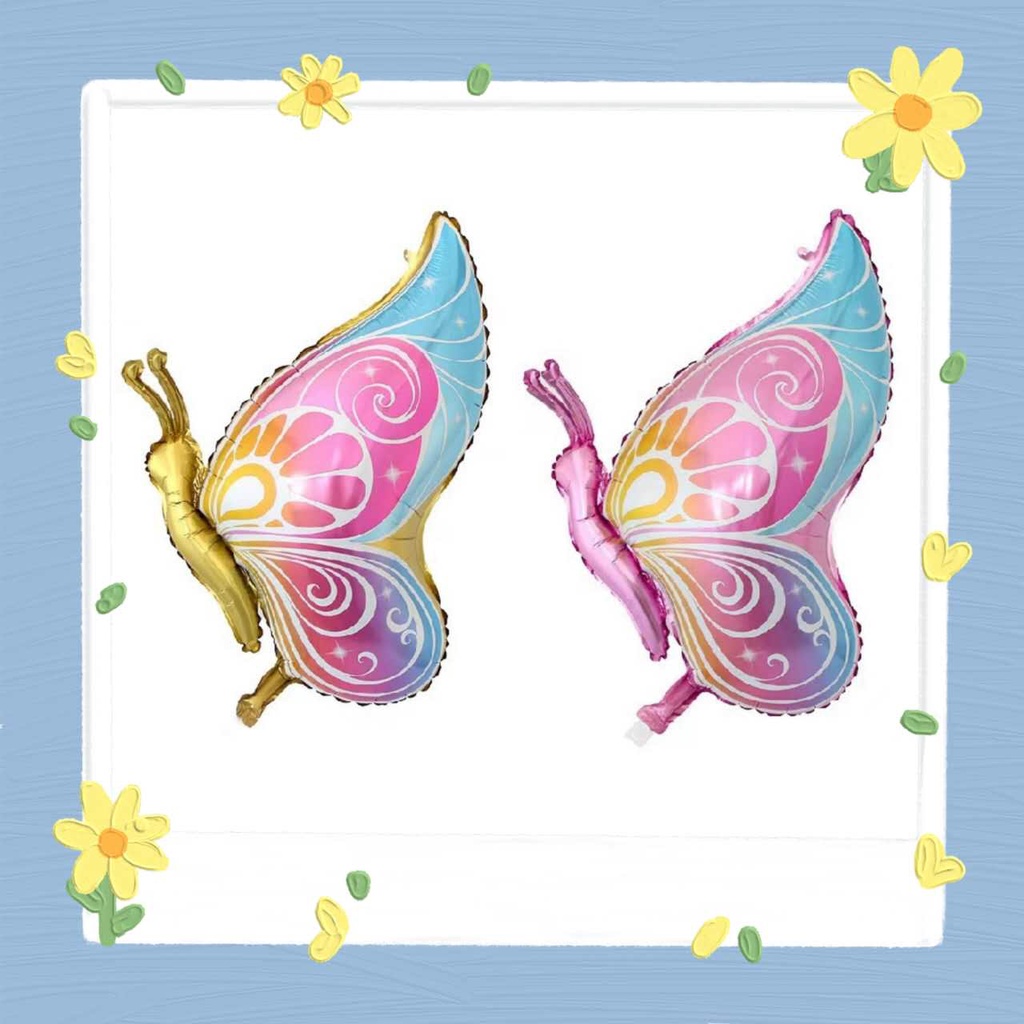 foil balloon 28 inch Forest insect Pink Side fly Butterfly happy ...
