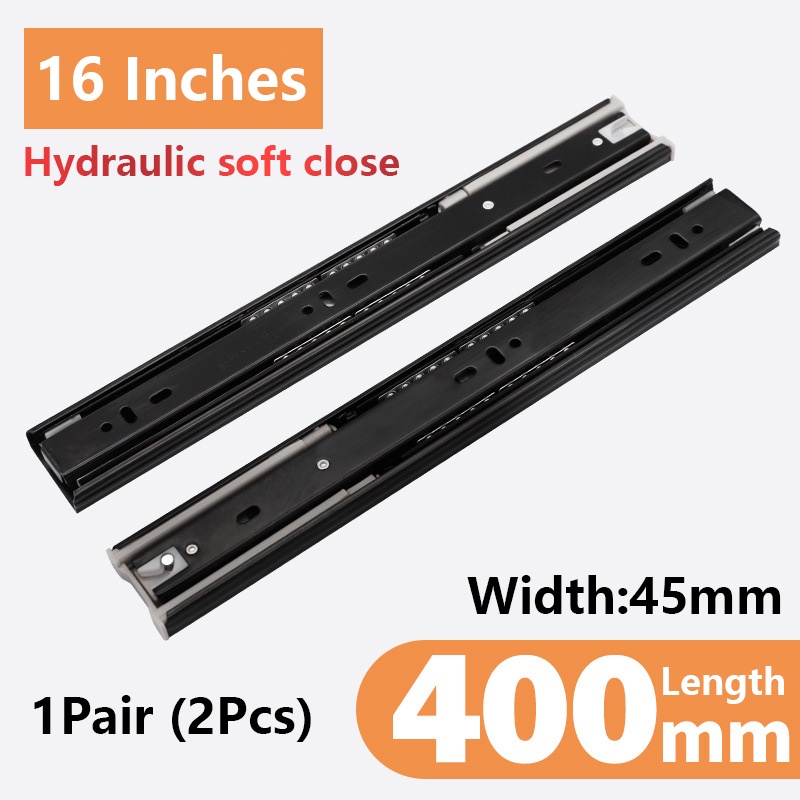 PER PAIR Hydraulic Drawer Guide Soft Close Drawer Slide Full Extension ...