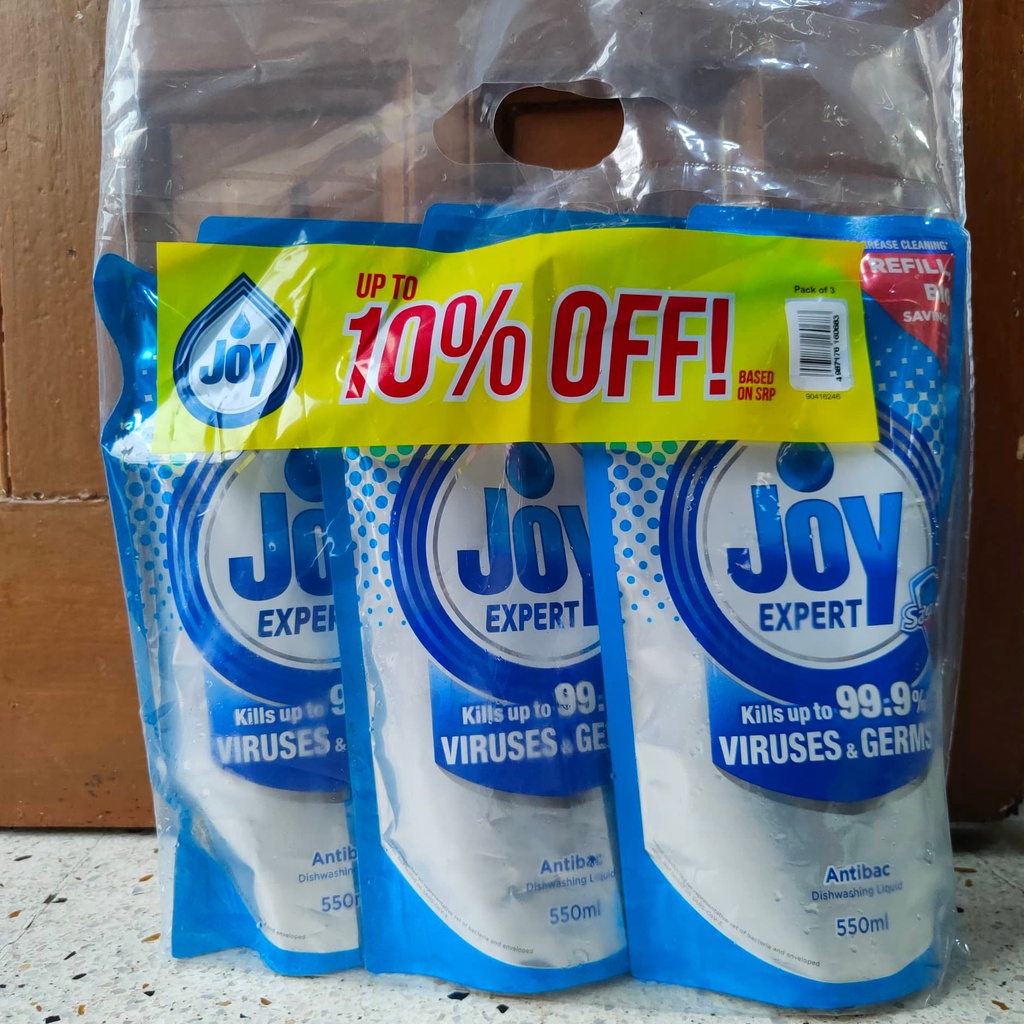 JOY Dishwashing Liquid Antibac Expert Safeguard 550ML (3PACK