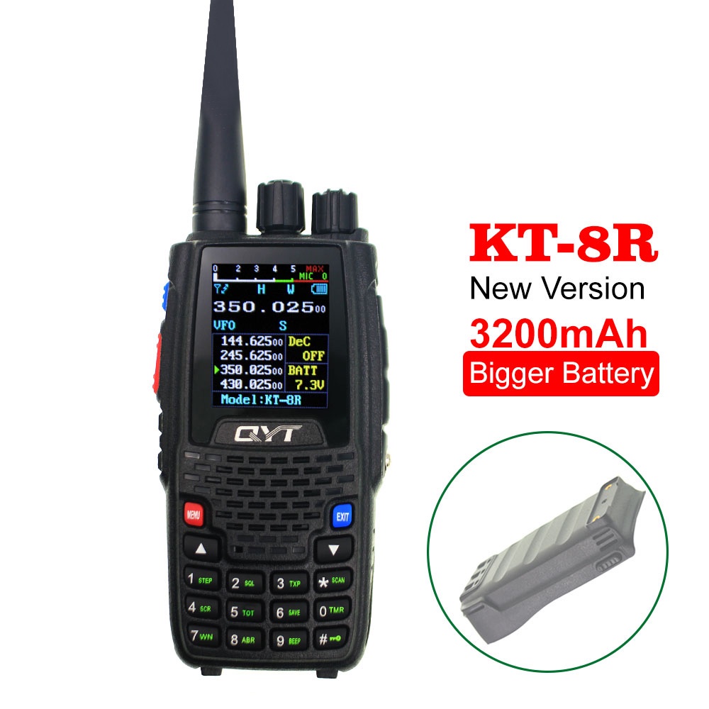 QYT KT-8R Walkie Talkie 5W 3200mAh Quad Band Handheld Amateur Radio ...