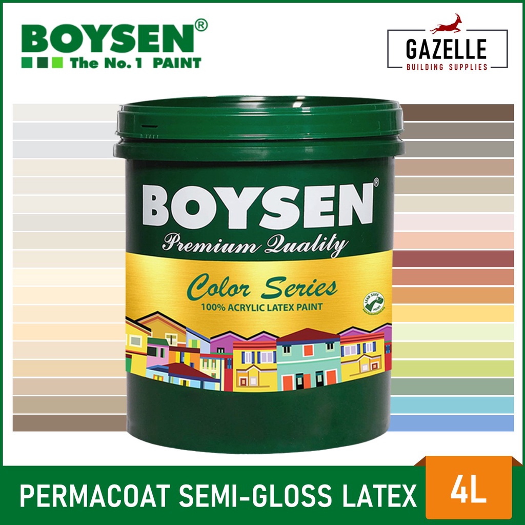 Boysen Color Series Permacoat Semi-Gloss Acrylic Latex Paint - 4L (For ...