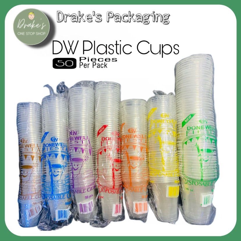 Plastic cups disposable 50pcs per pack available size 3oz 16oz Fiesta