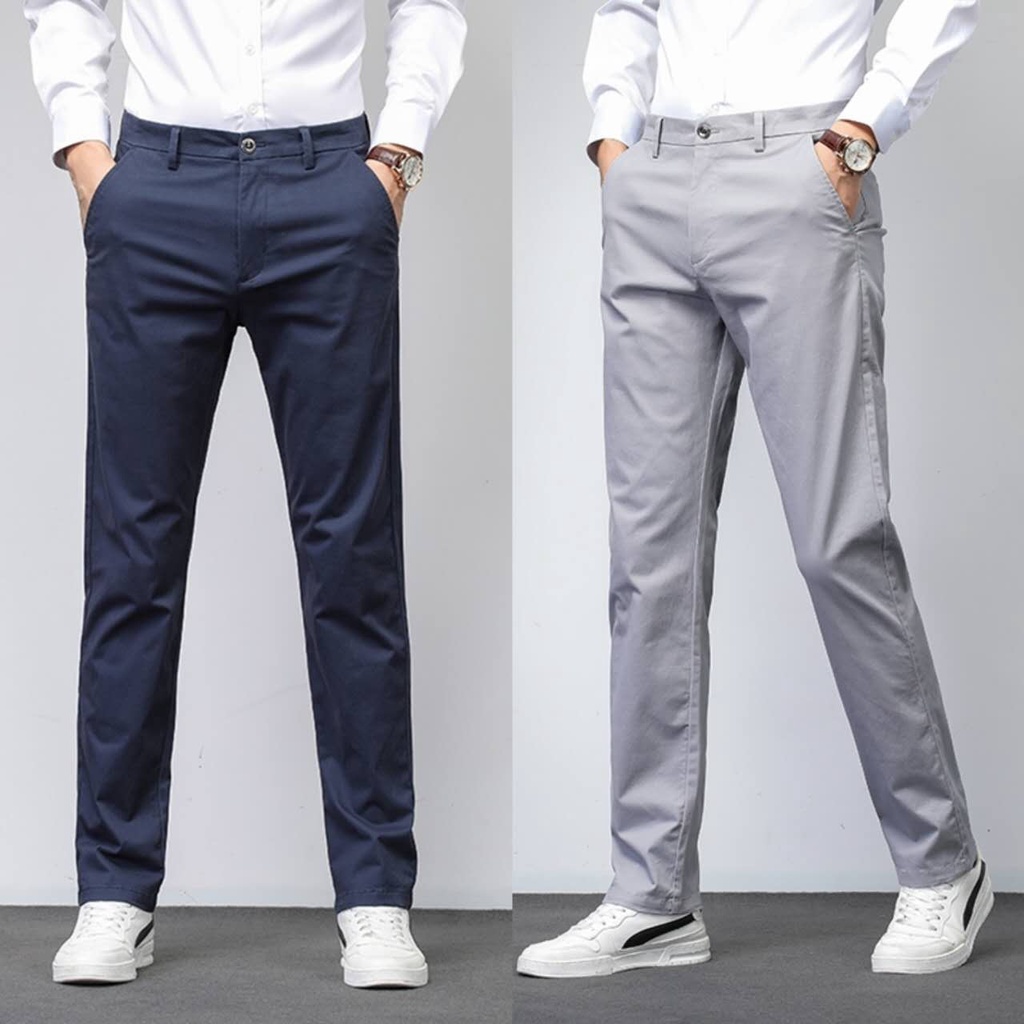 Kinwoo men formal attire basic plain cotton chino pants | Shopee ...
