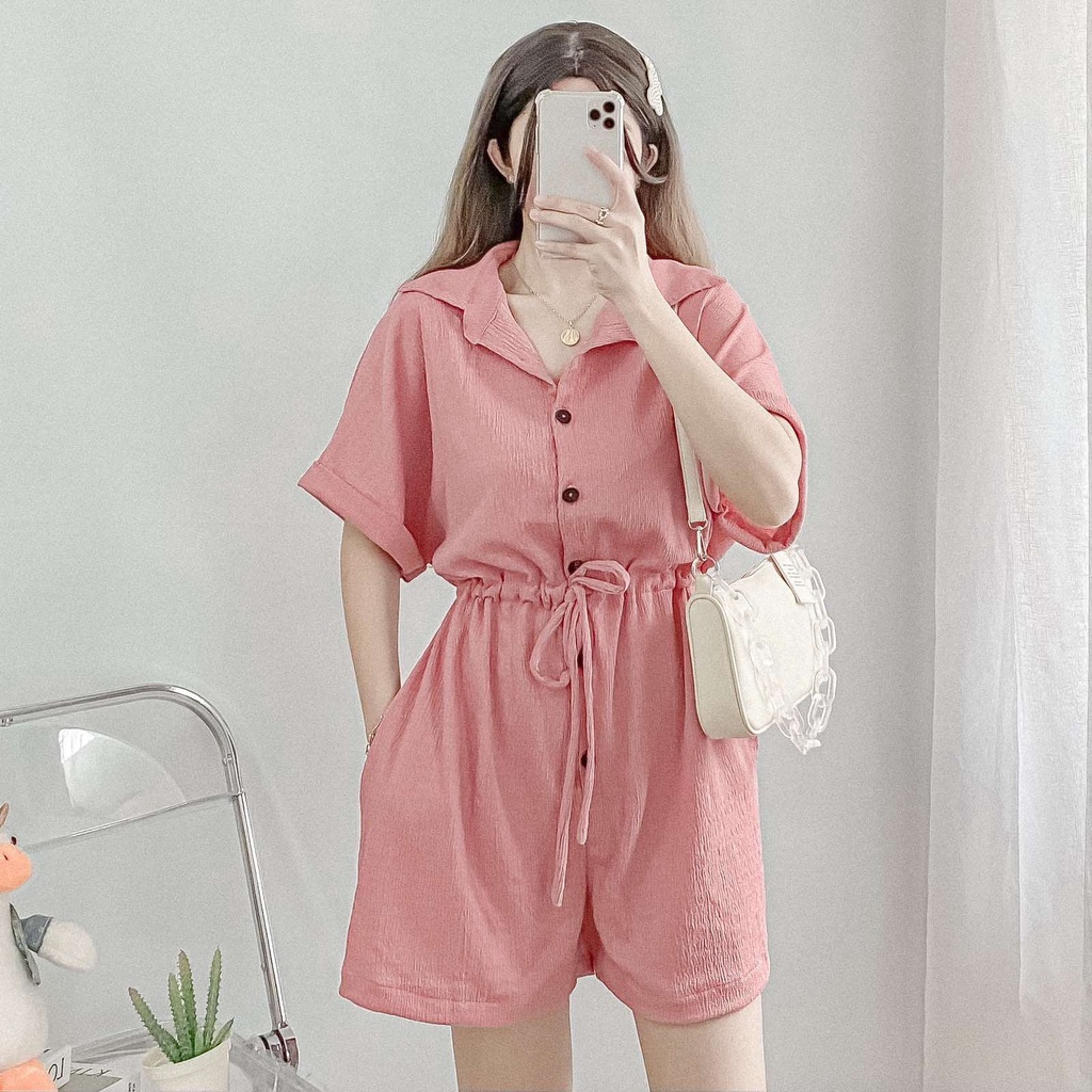 ROMPER SHORT JULIA FOR WOMEN WITH WORKING BUTTON GOOD FOR SUMMER OOTD