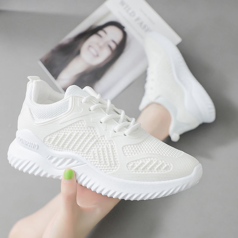 New Women Korean Style Laces Sneakers White Shoes Breathable Leisure ...