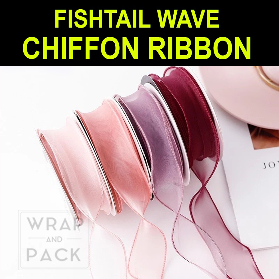 40mm x 10 yards FISHTAIL Wave Ribbon | Chiffon Wavy edge Ribbon Flower ...