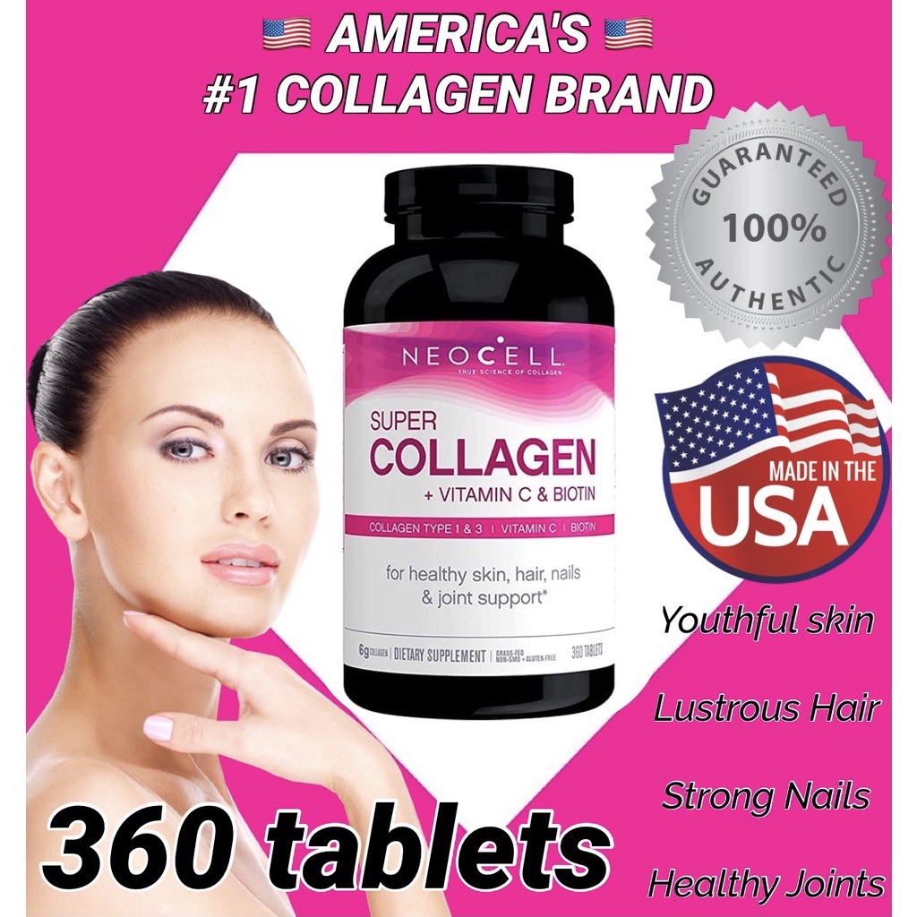 Neocell Super Collagen Collagen type 1 &2 +Vitamin C+Biotin 360 Tablets