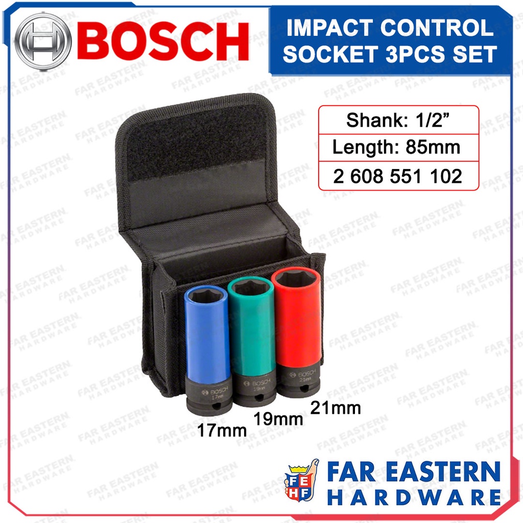 BOSCH Impact Control Socket 3pcs Set 1/2
