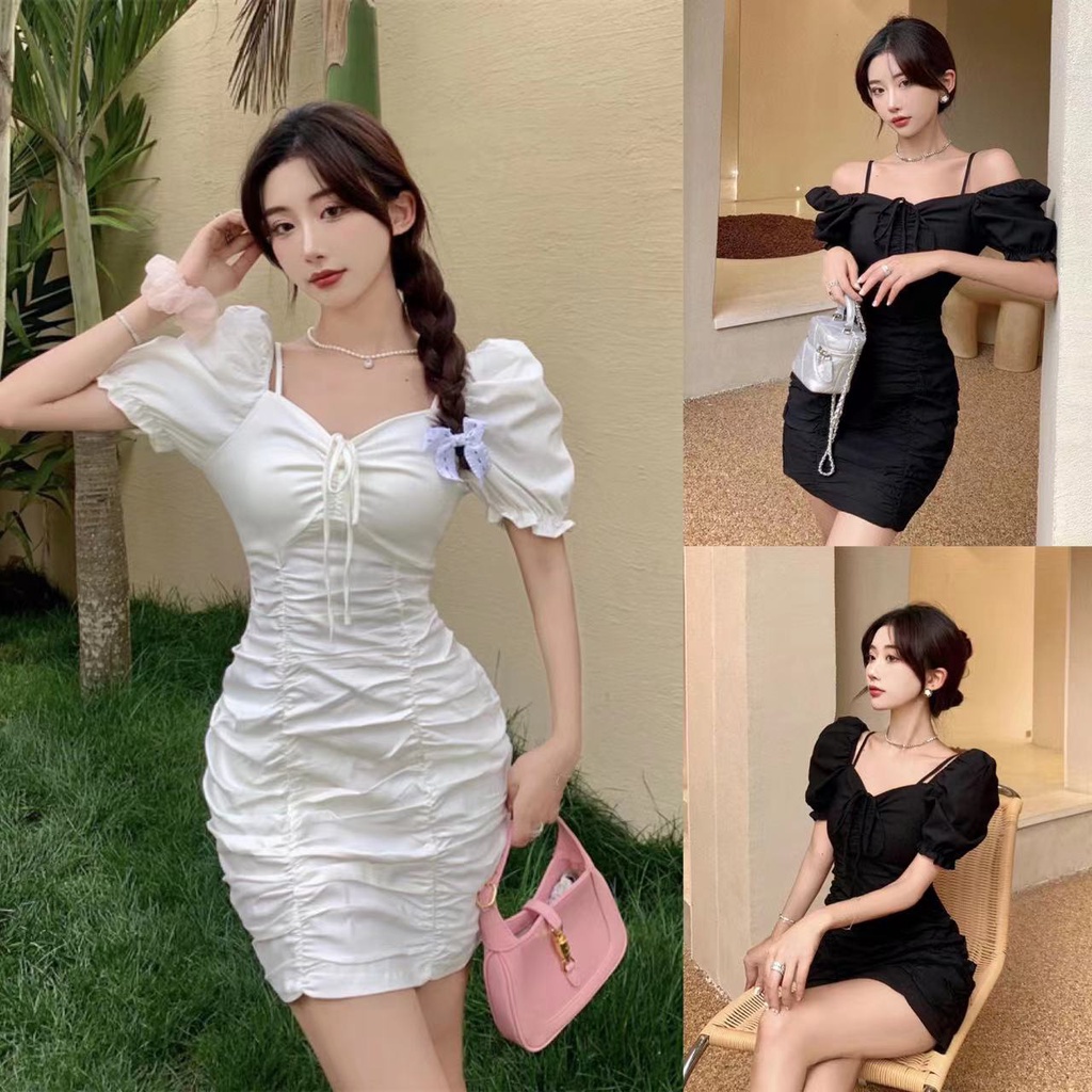 Korean fitted dress sales
