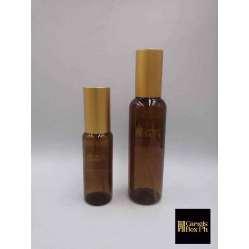 Dark Amber Boston PET Bottle With Fancy Matte Gold Pump Spray Shopee Philippines