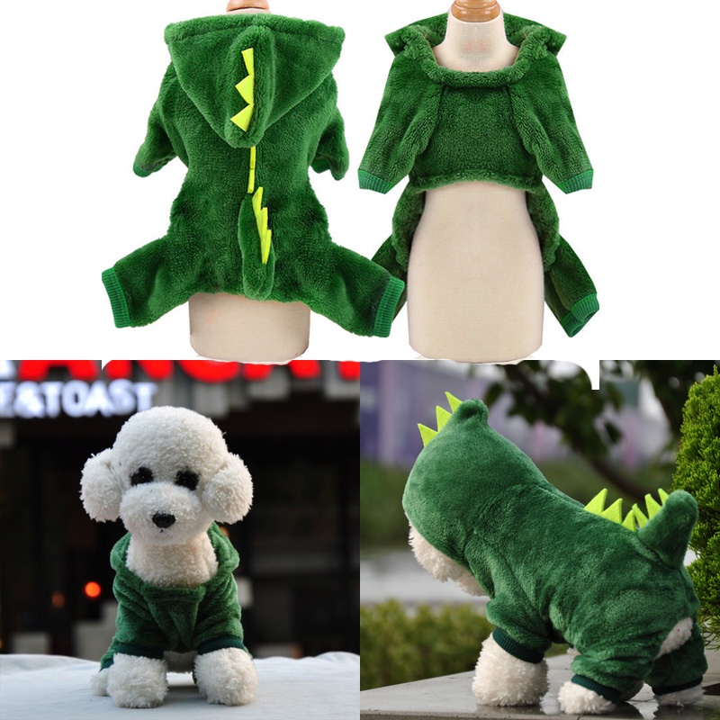 Soft Cotton Dog Clothes for Big Dogs Hoodie Outfit Cute Dinosaur Pet