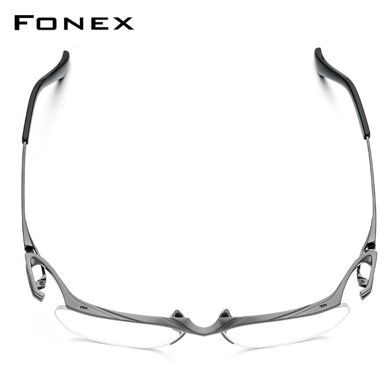 FONEX Titanium Glasses Frame Men New Semi Rimless Square Eyeglasses ...