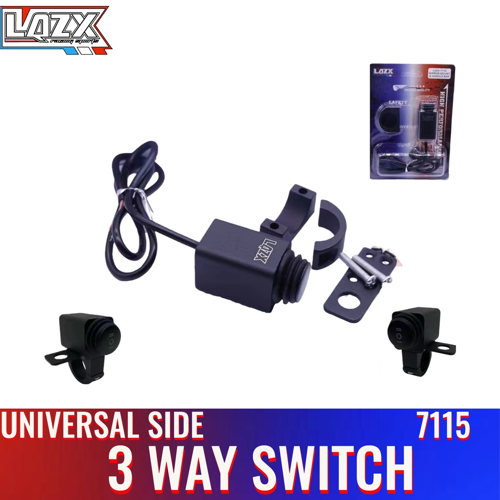 LAZX Tri Switch Mini Driving Light Mirror Mount & Handle Bar 7115