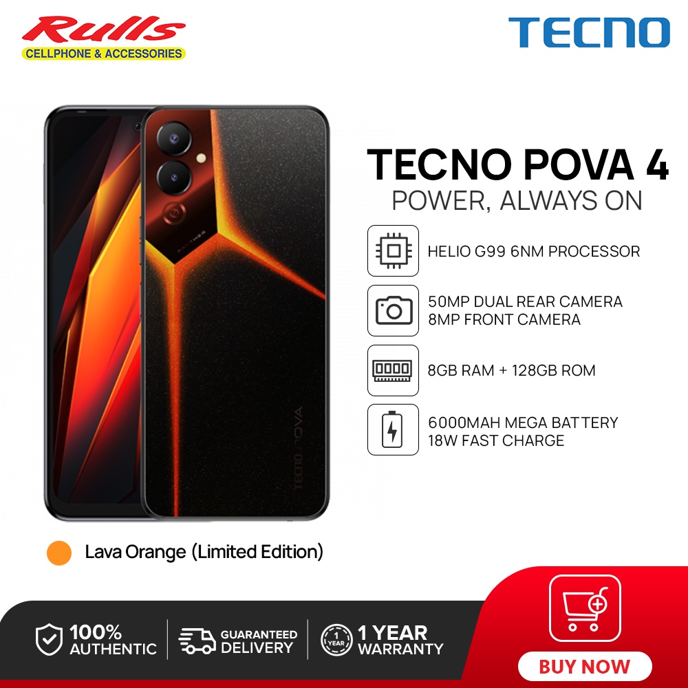 Tecno Pova 4 Smartphone | 8GB RAM+128GB ROM | MediaTek Helio G99 | 6.82 ...