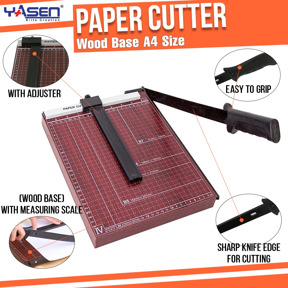 Paper Cutter Wood A4 Manual Paper Cutter Office Photo Paper Trimmer Guillotine Cutter