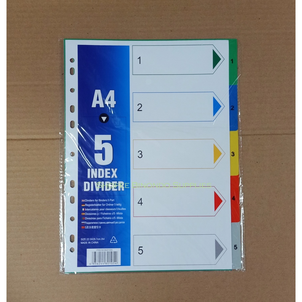 Notebook Binder Divider Plastic Divider P.P. Index Binder Divider A4