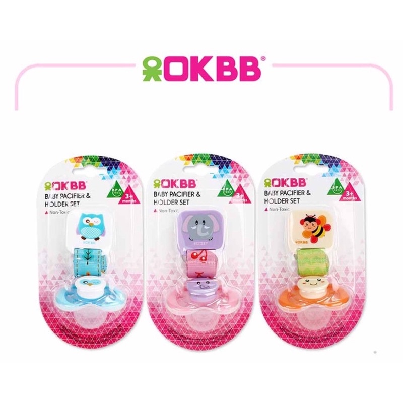OKBB Pacifier & Holder Set 3 Month And Above P117 ( BPA FREE