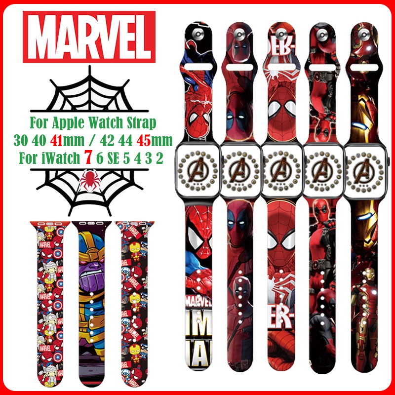 Marvel Spider Man Apple Watch Band 45mm 44mm 40mm 42mm 41mm Silicone ...