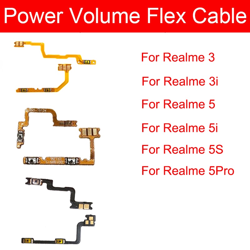 Power Volume Side Buttons Flex Cable For Oppo Realme 3 3i 3Pro 5 5i 5S ...