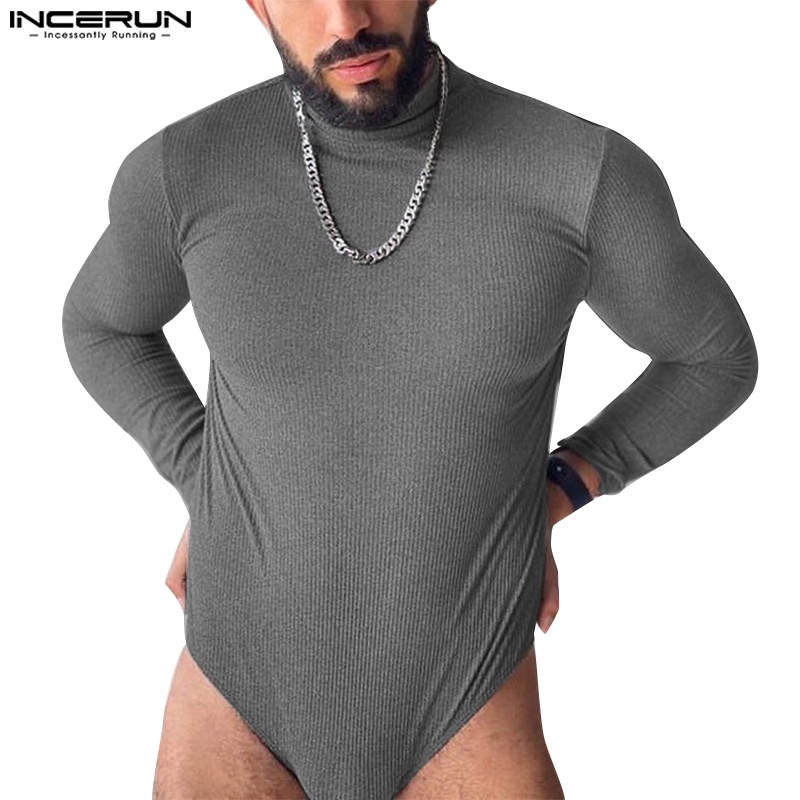 INCERUN Men's Autumn Long Sleeved Knitted Underwear Briefs Solid