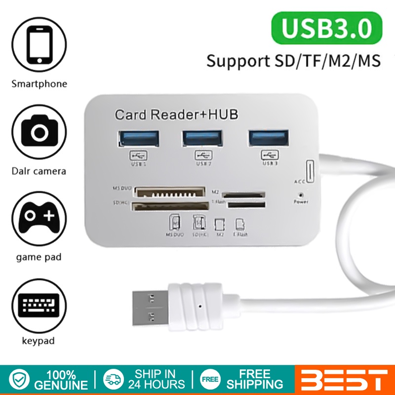 SD/XD/CF/TF/MS/M2 Card Reader All In One USB Port Extension USB Hub