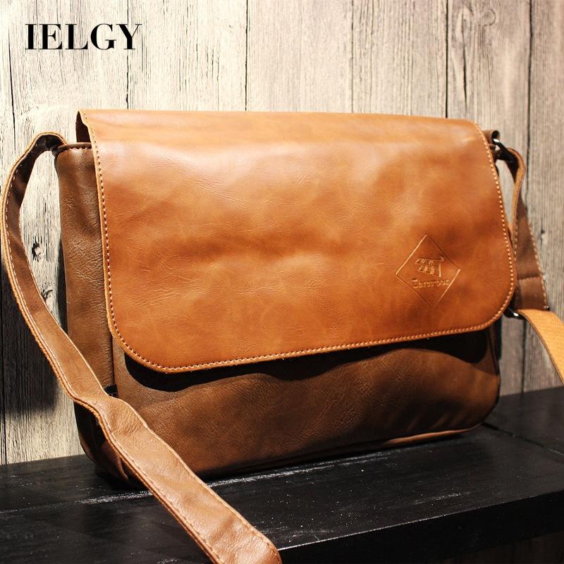 IELGY Men's Retro Large Capacity Messenger Bag In Pu Leather Shopee