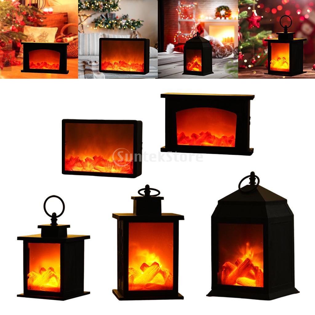 [AMLESO1] Portable LED Fireplace Lantern Flamless Log Fire Effect Lamp