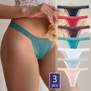 3 6 12 Pcs Lot Women's Cotton Thongs Underwear Lace Trim V-back Panties,XS  S M