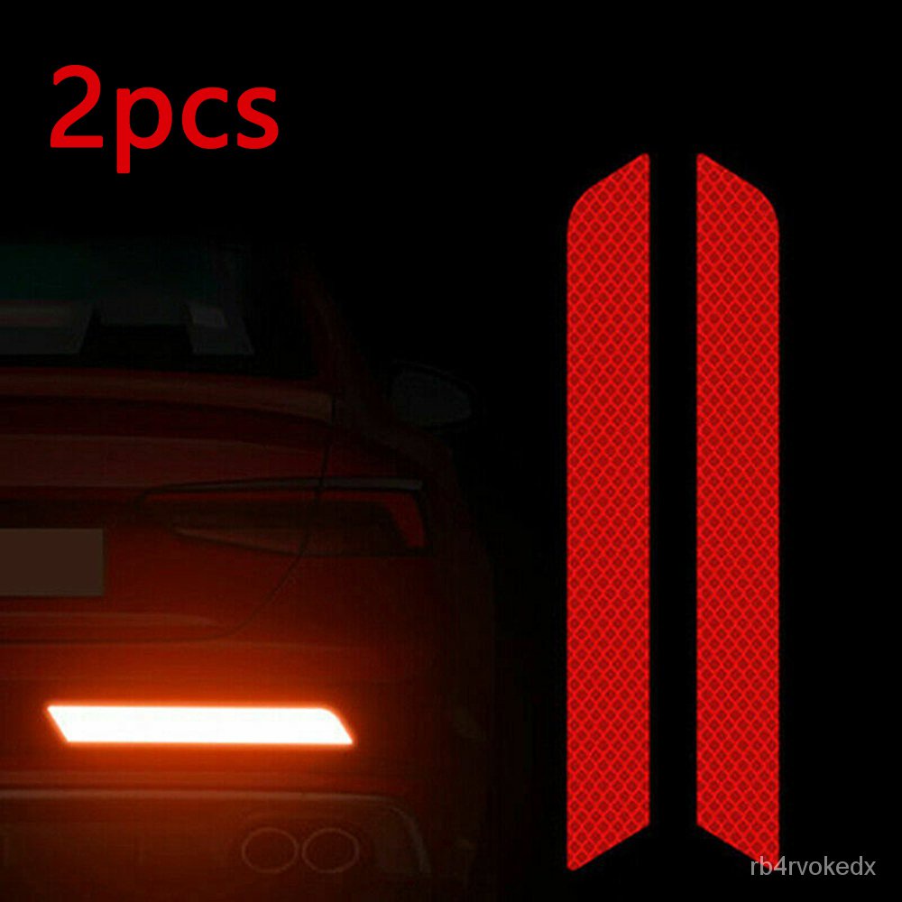 2pcs Red Universal Car Reflective Warning Strip Stickers Tape Car ...