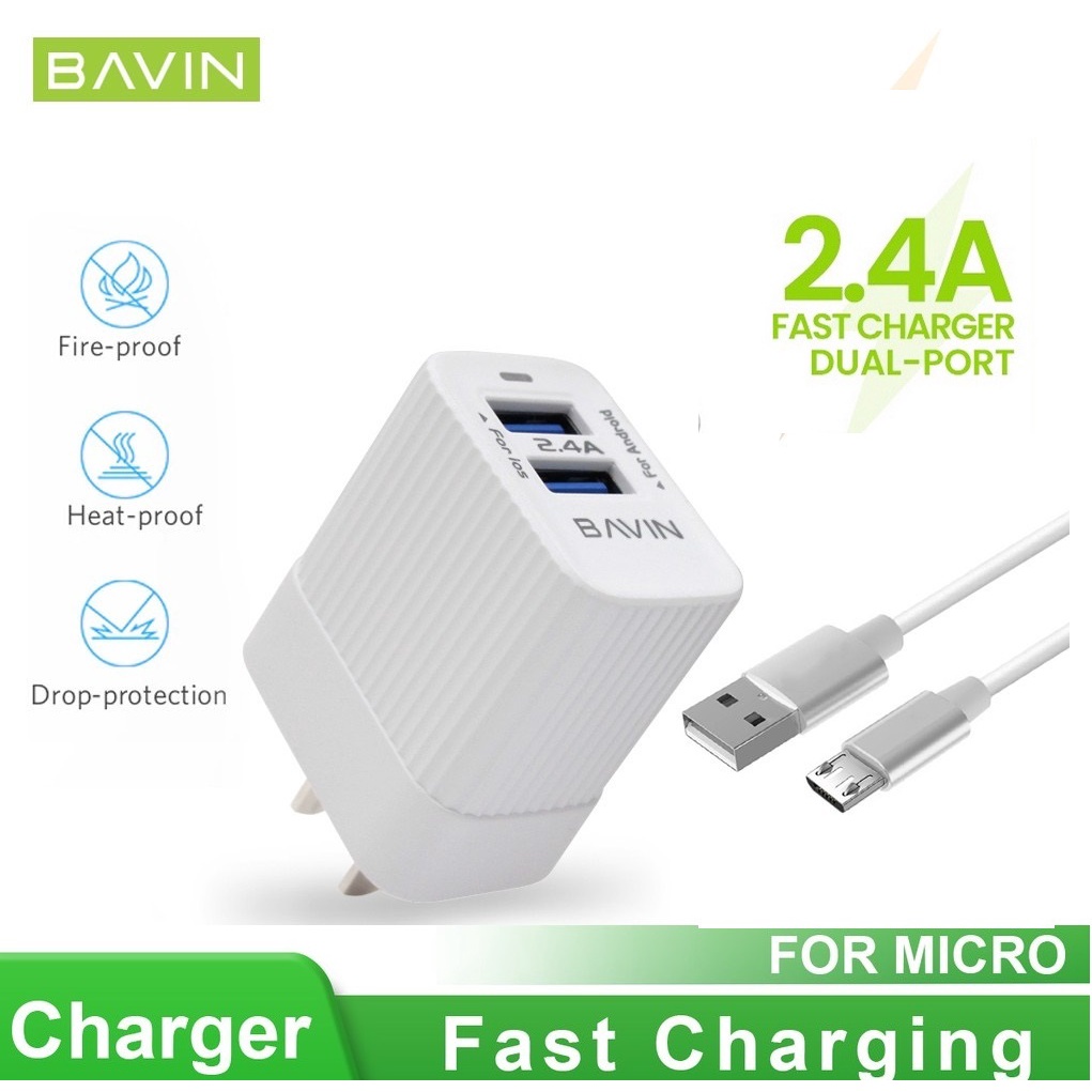 LMJ BAVIN PC511 2.4A Universal Wall Charger w/ Fast Charger Dual USB ...