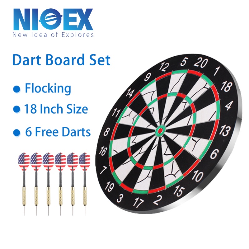 Nioex Dart Board Original Dart Board Set With 6 Pins Thickening Doublesided Dart Board (18 Inch