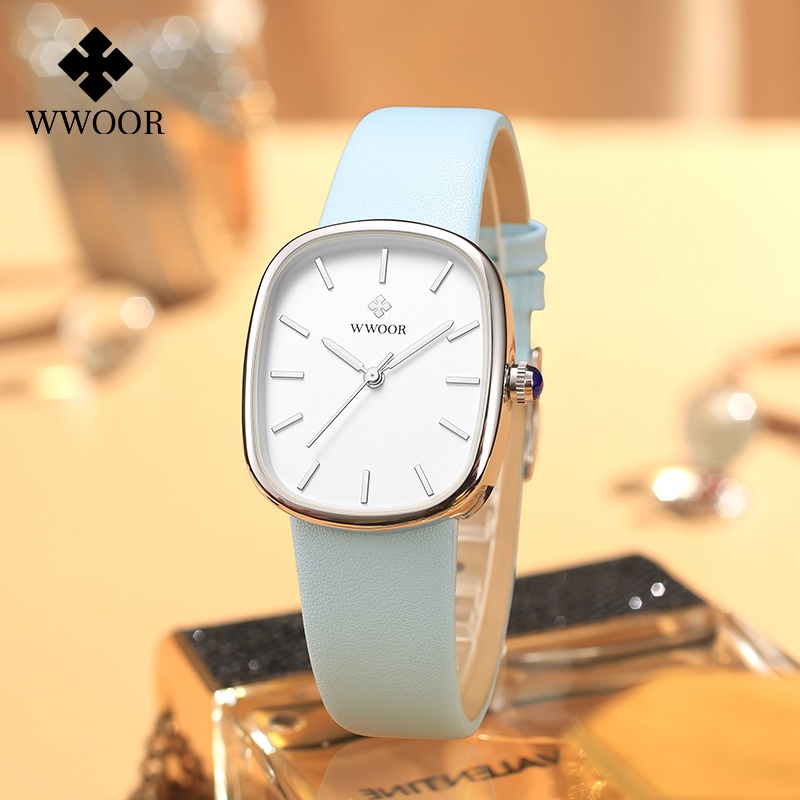 Wwoor Women Watch Leather Quartz Bracelet Top Brand Luxury Waterproof ...