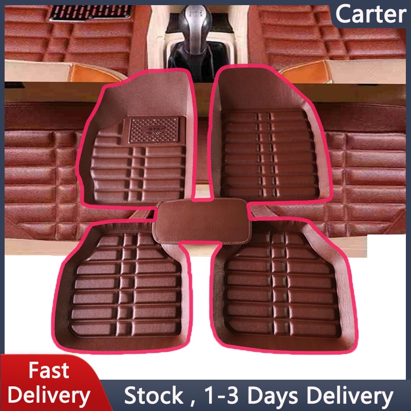 Brown 5 pcs/ set universal car auto floor mats floor liner pu leather