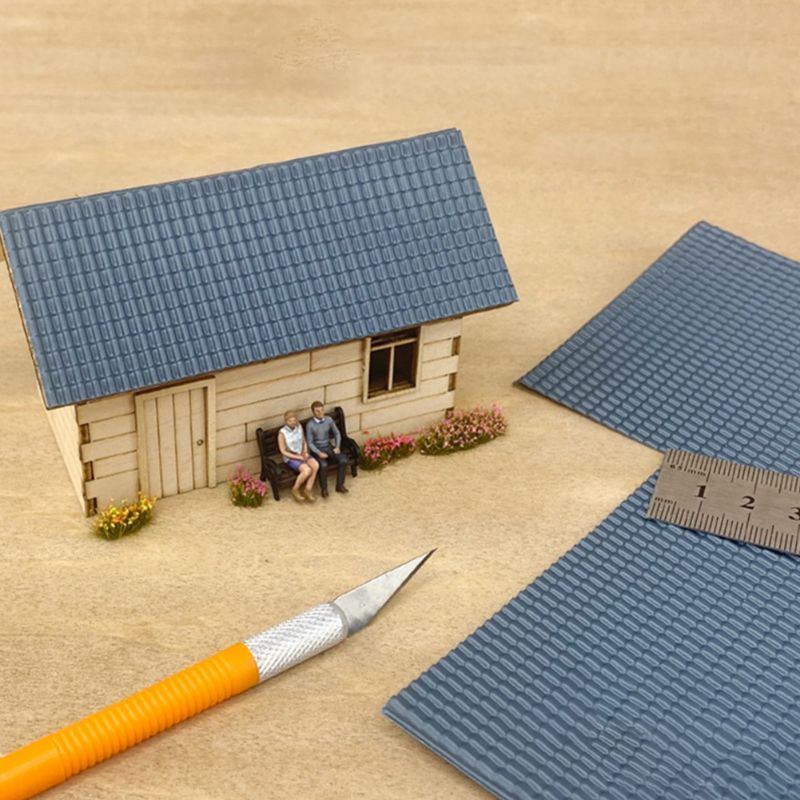 Mini Roof Tiles Diorama Landscape Model Train Railway Miniature PVC ...