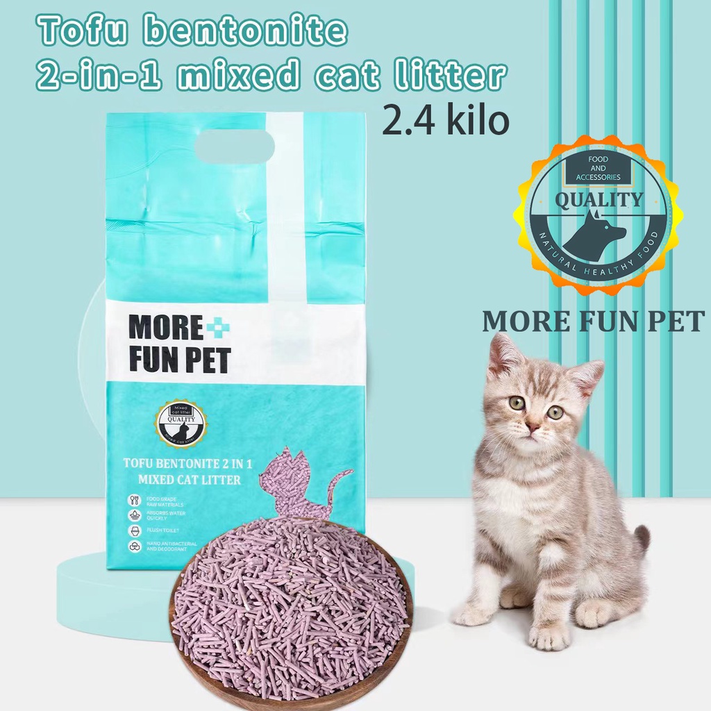 2.4kg mixed cat litter Bentonite tofu mixed 2in1 cat litter sand