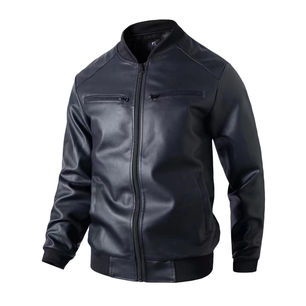 ASEAN - Contrast top-stitched suede leather jacket