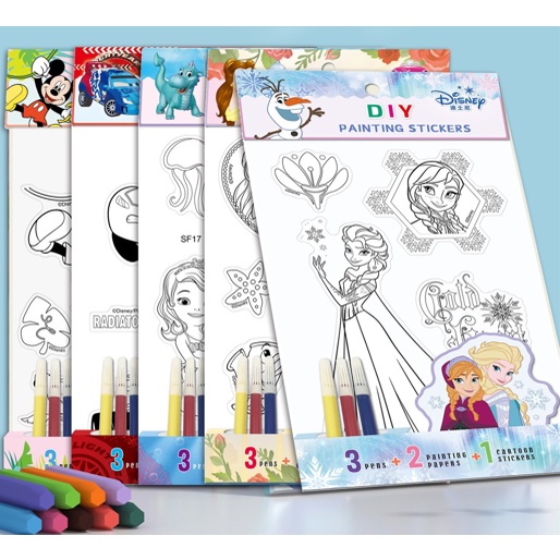 Cute Disney Cartoon Character DIY Coloring Sticker | Shopee Philippines