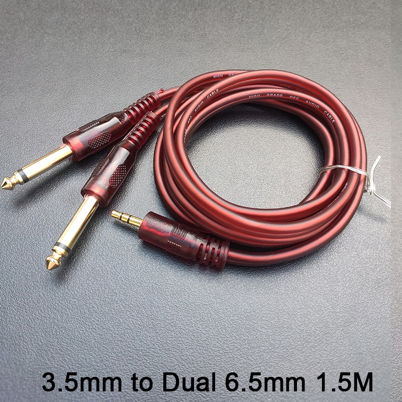 3.5mm To Dual 6.5mm Adapter Jack Audio Cable Double 6.35mm Male 1