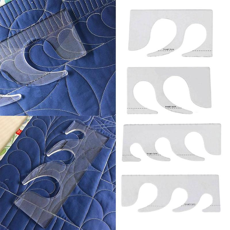 AZJ 4PCS Templates Ruler Feather Plume Ruler Template for Sewing ...