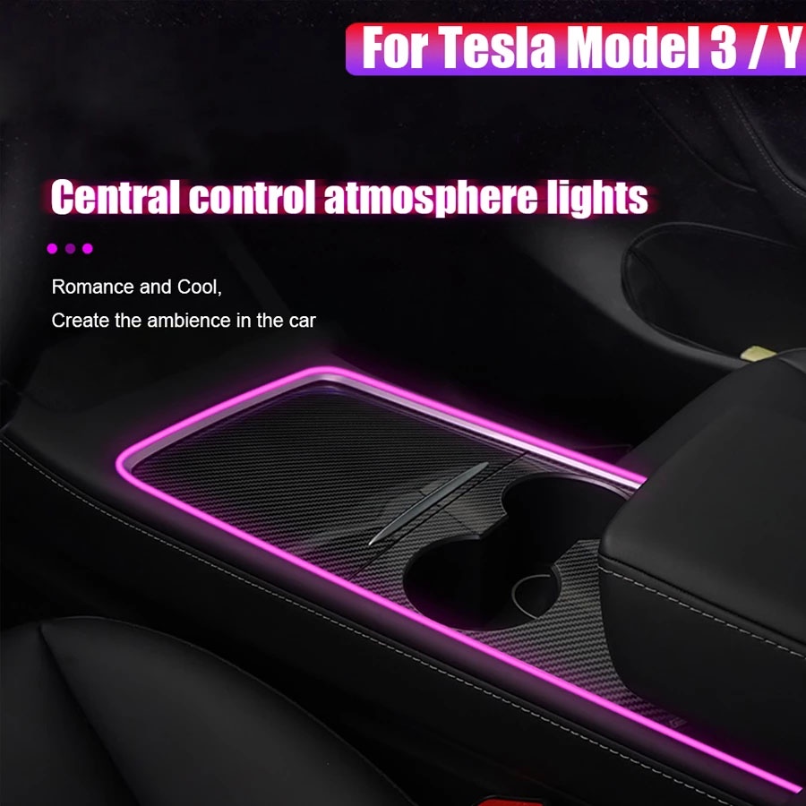 New Tesla Model 3 Y Interior Car Neon Lights Center Console Dashboard