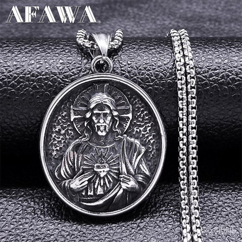 Catholic Sacred Heart of Jesus Necklace for Women/Men Stainless Steel ...