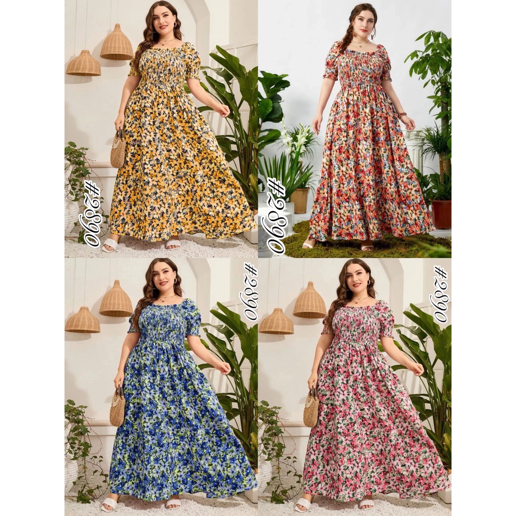 Plus Size Bohemian Floral Maxi Dress #2890 | Shopee Philippines