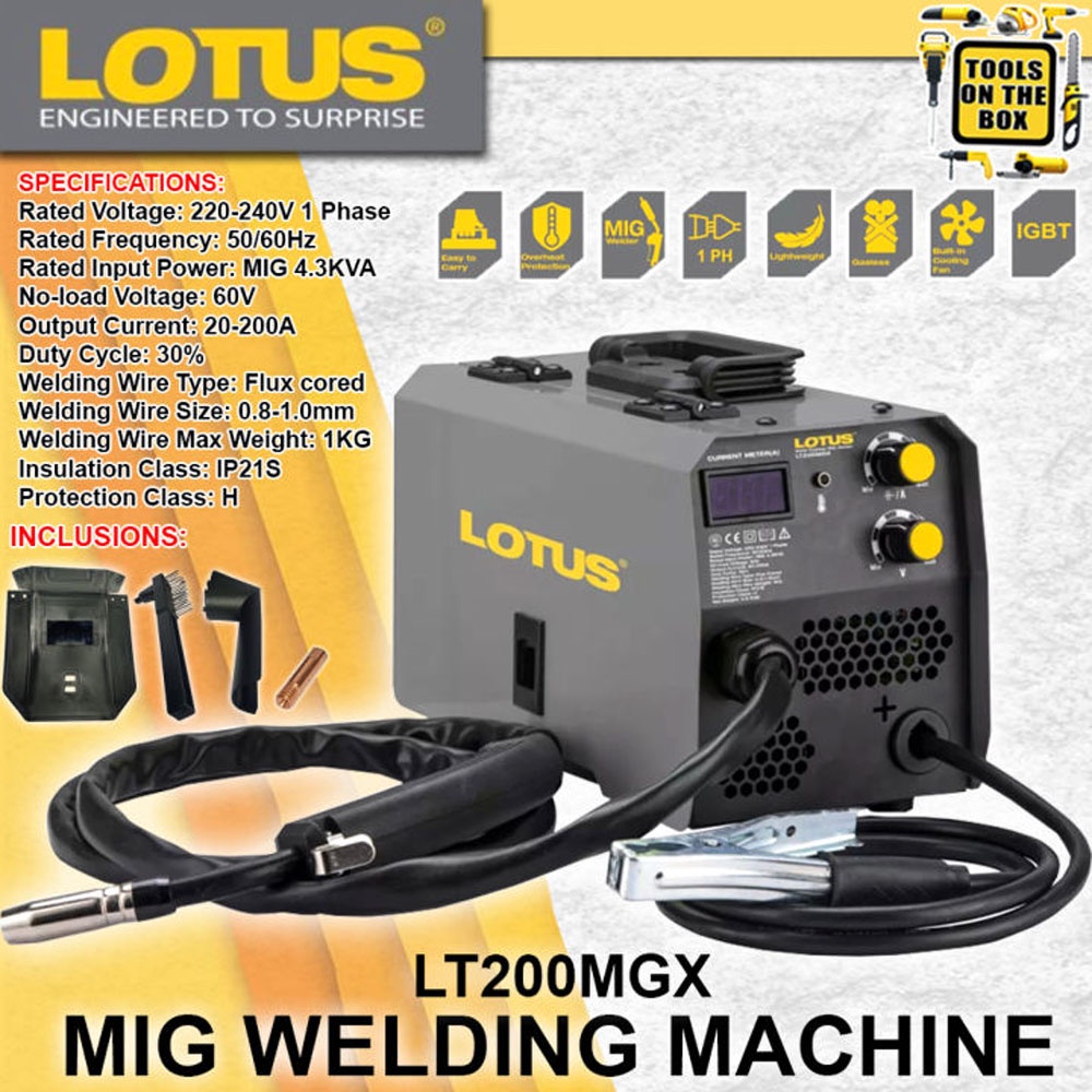Lotus 200A MIG inverter Welding Machine GASLESS LT200MGX Shopee