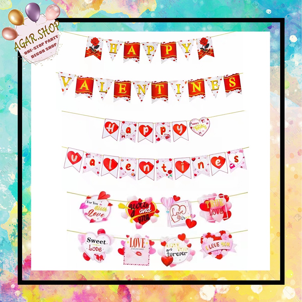 Agar.Shop 2023 Happy Valentine's Day Party Banner 4 Meters Love Bunting ...