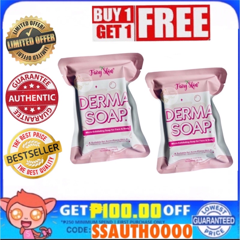 Authentic Fairy Skin Buy1 Take1 Derma 135g Glowing Bleaching Soap Soap Small 100g` Shopee