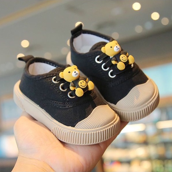 1-3 years kid shoes slip-on soft bottom canvas shoe cute bear anti